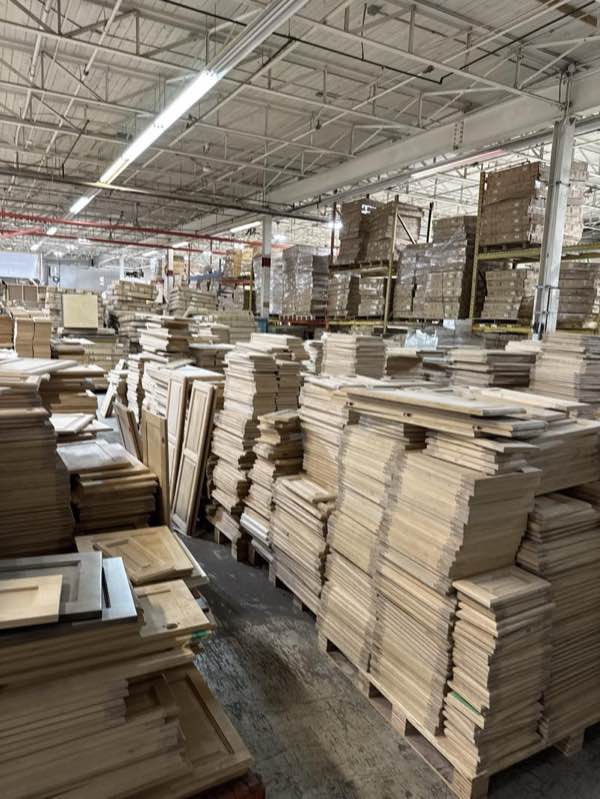 Building materials including MDF sheets and cabinet doors