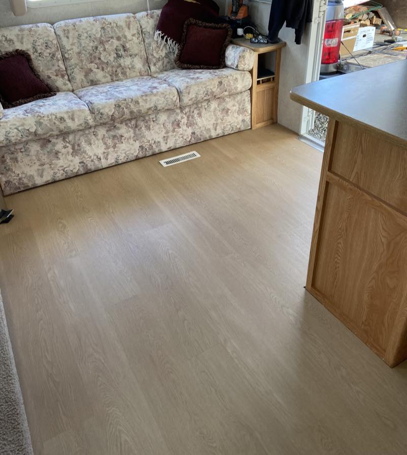 Vinyl plank flooring installed by Calgary Liquidator customer